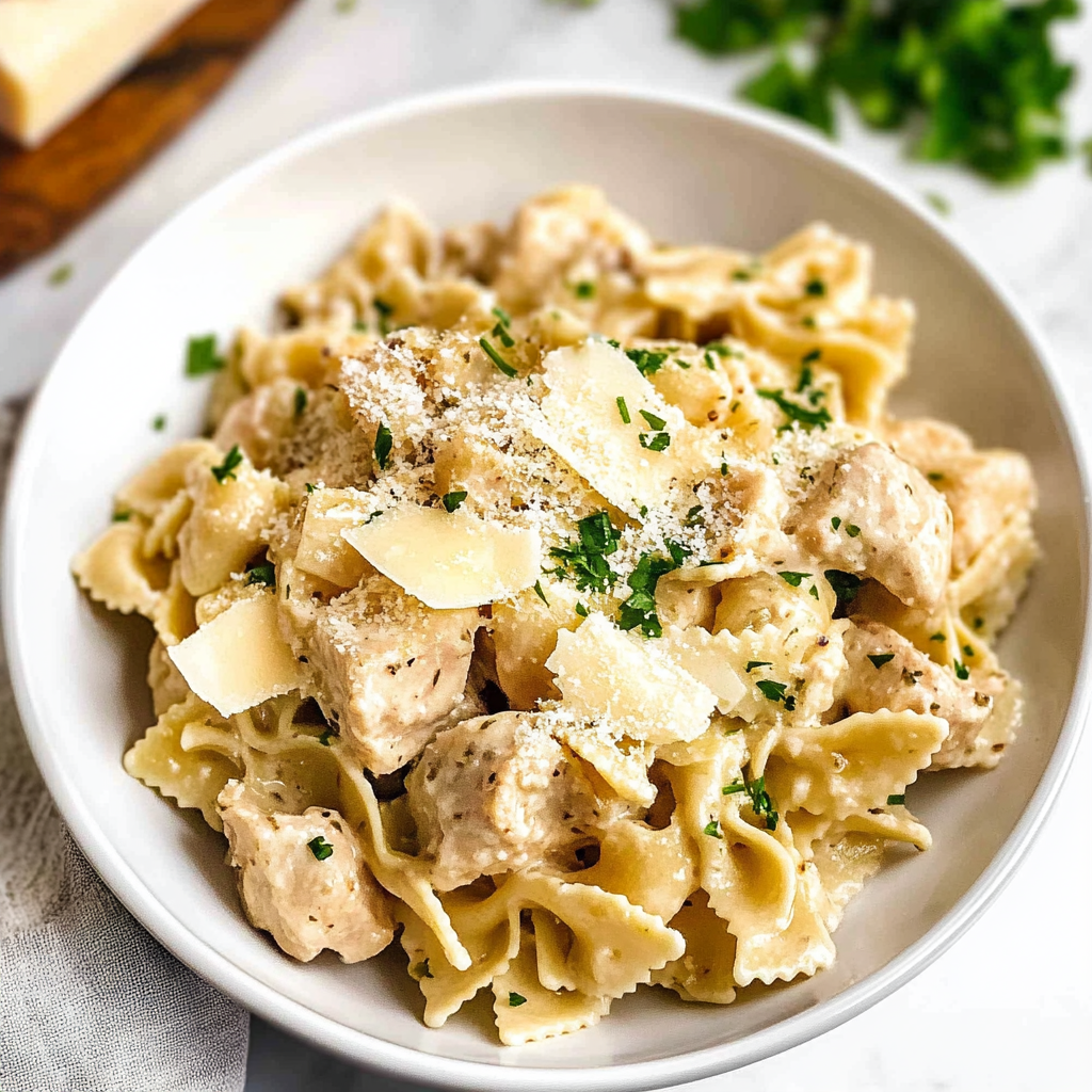 Garlic Butter Chicken Bowtie Pasta 1