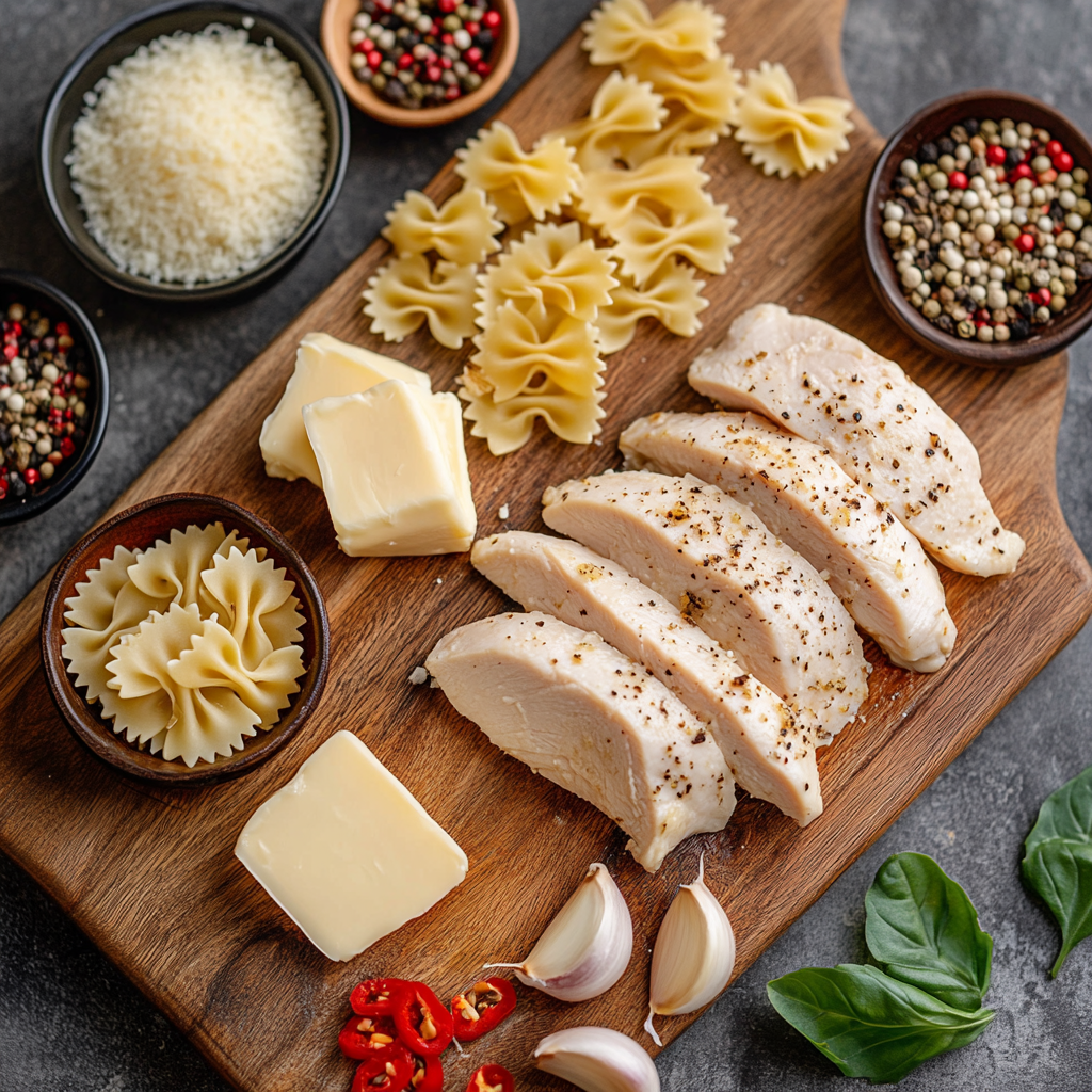 Garlic Butter Chicken Bowtie Pasta ingredients