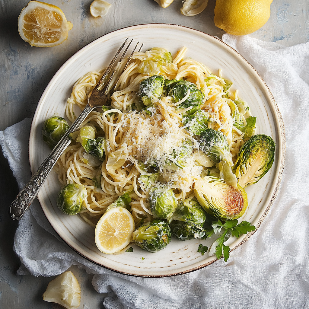 Lemon Parmesan Brussels Sprout Pasta