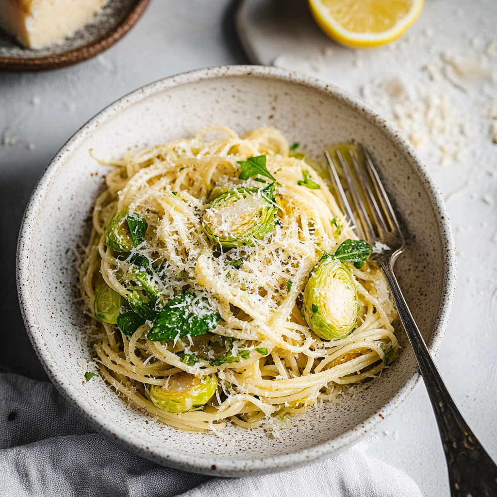 Lemon Parmesan Brussels Sprout Pasta