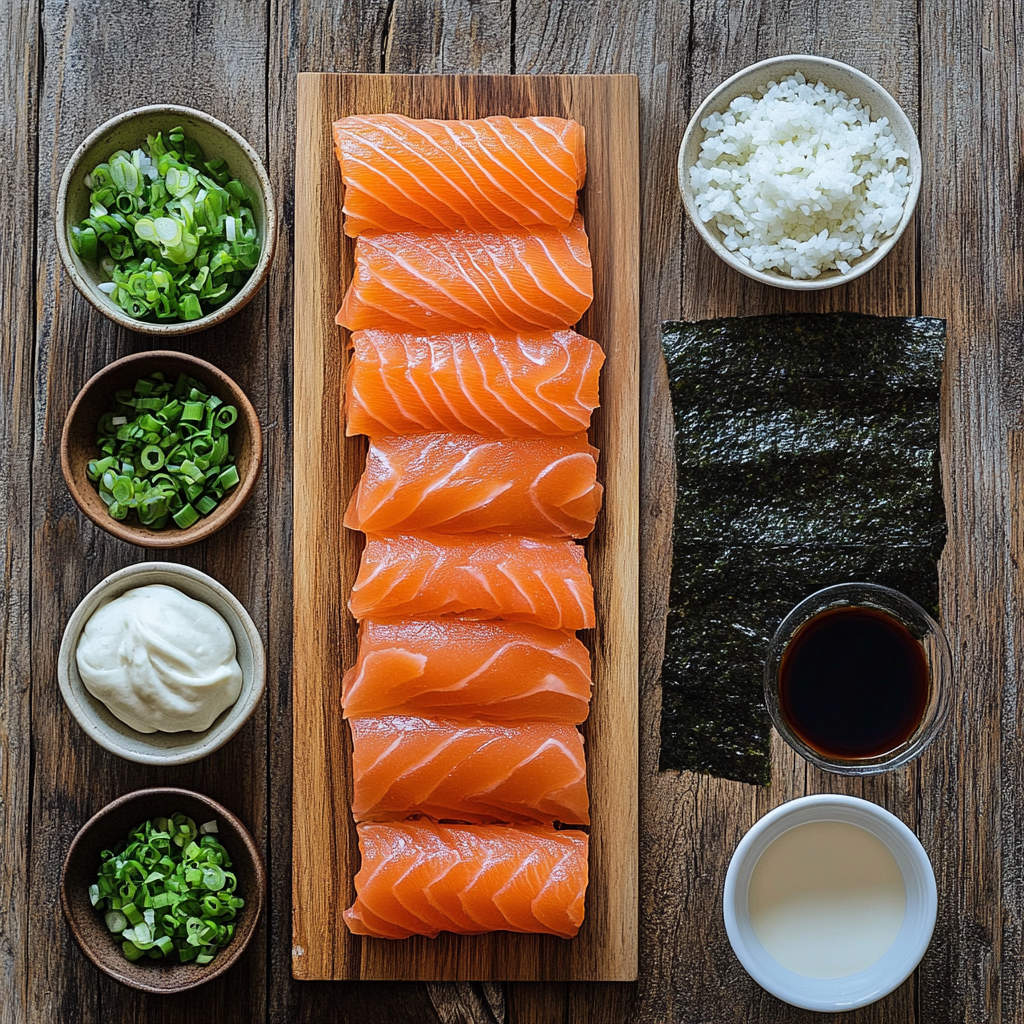 Salmon Sushi Bake ingredients