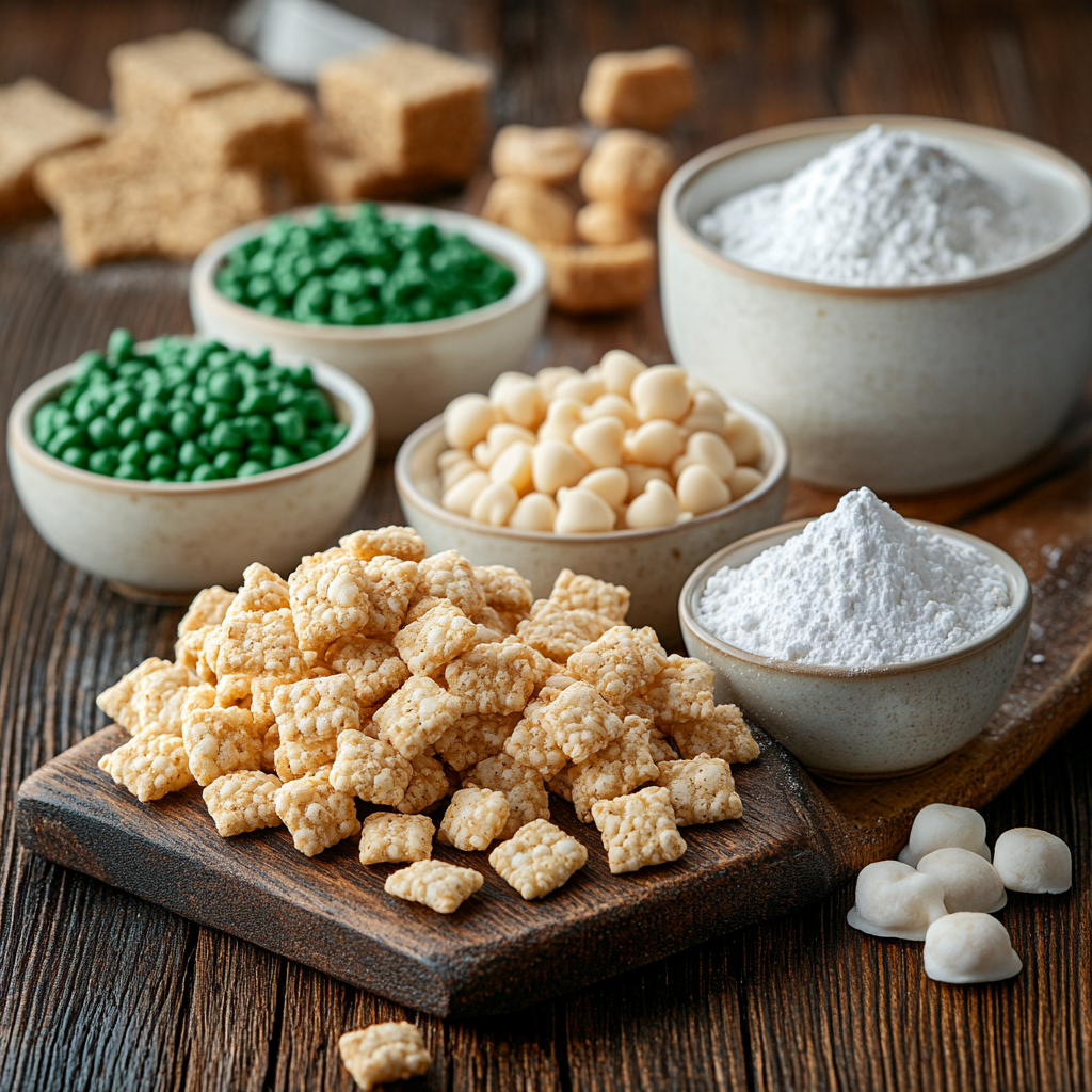 St. Patrick’s Day Puppy Chow ingredients