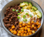 hot honey ground beef bowl