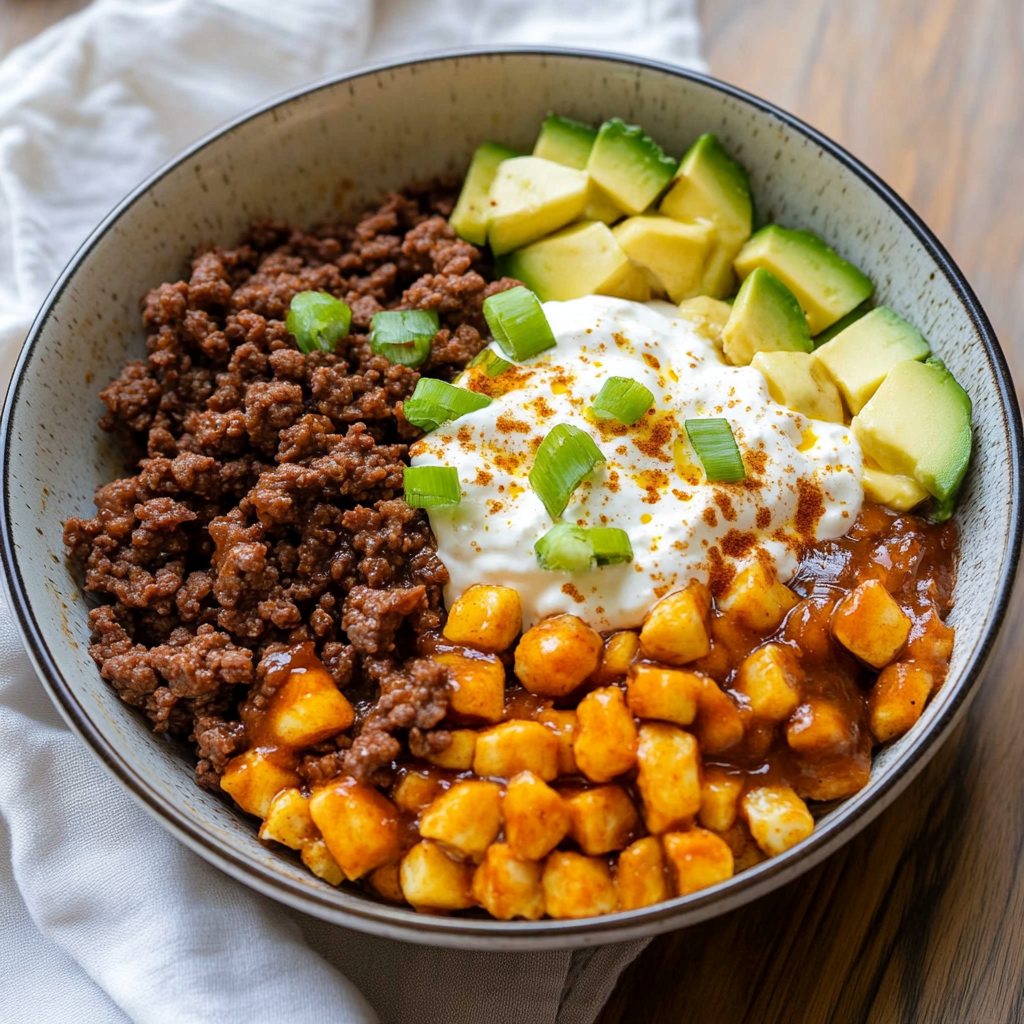 hot honey ground beef bowl 1