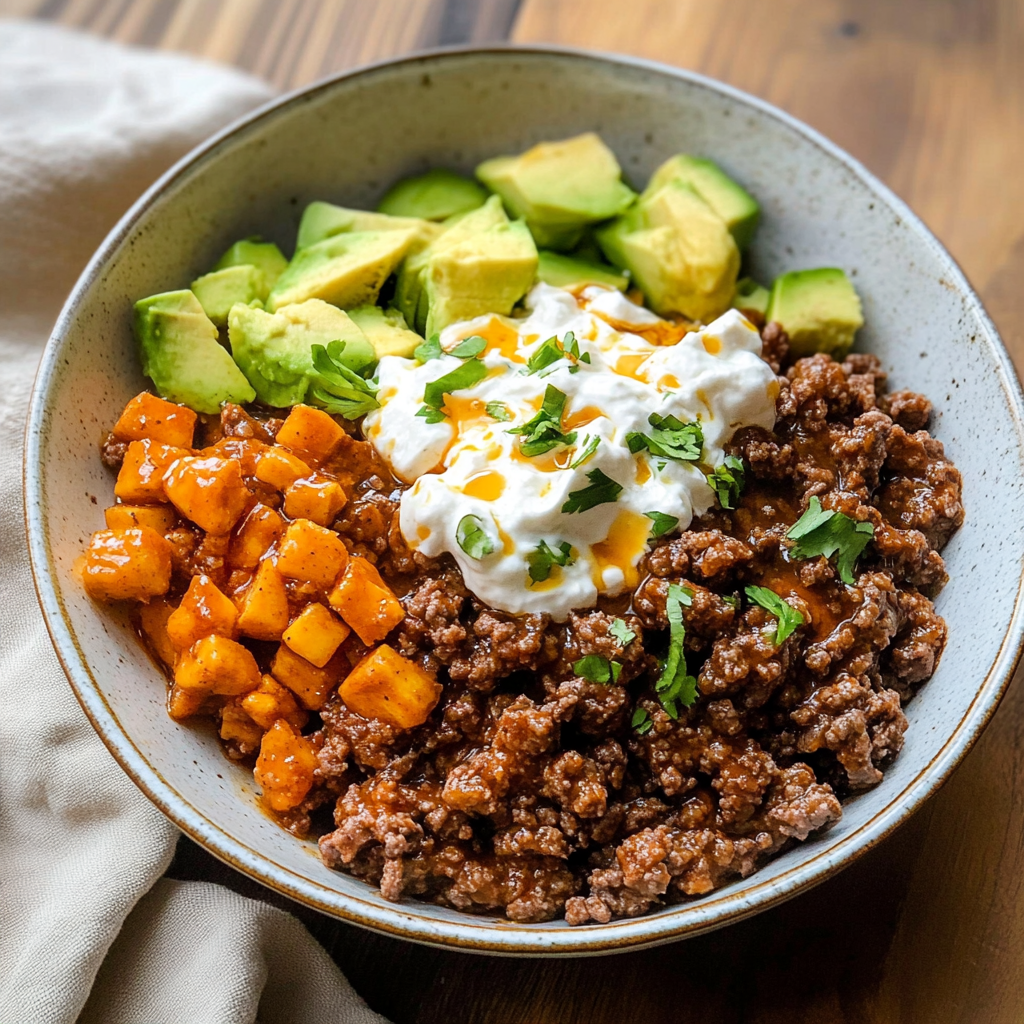 hot honey ground beef bowl