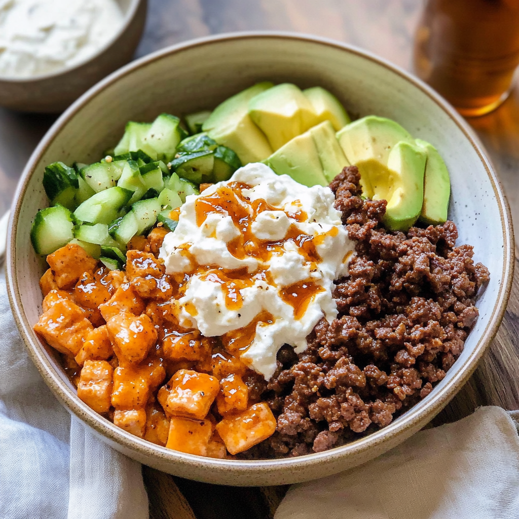 hot honey ground beef bowl