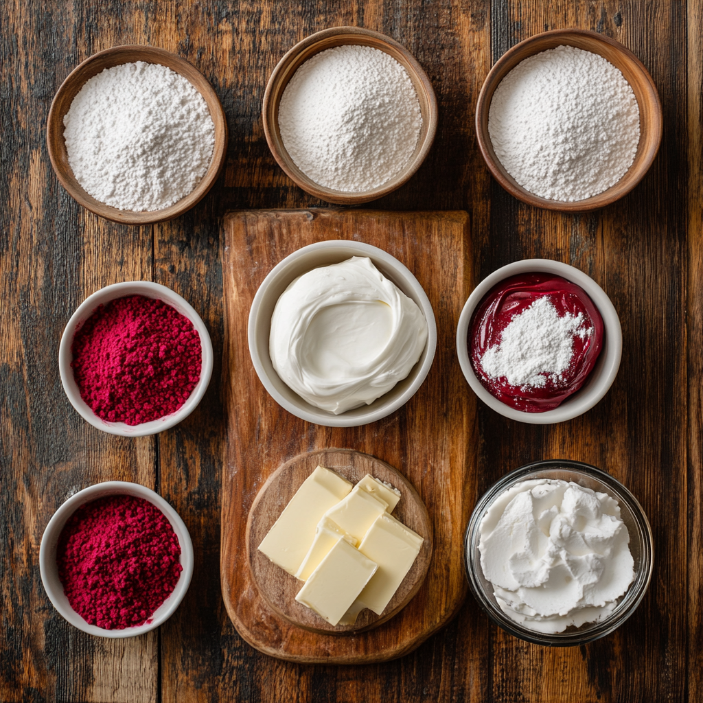 red velvet no-bake cheesecake ingredients
