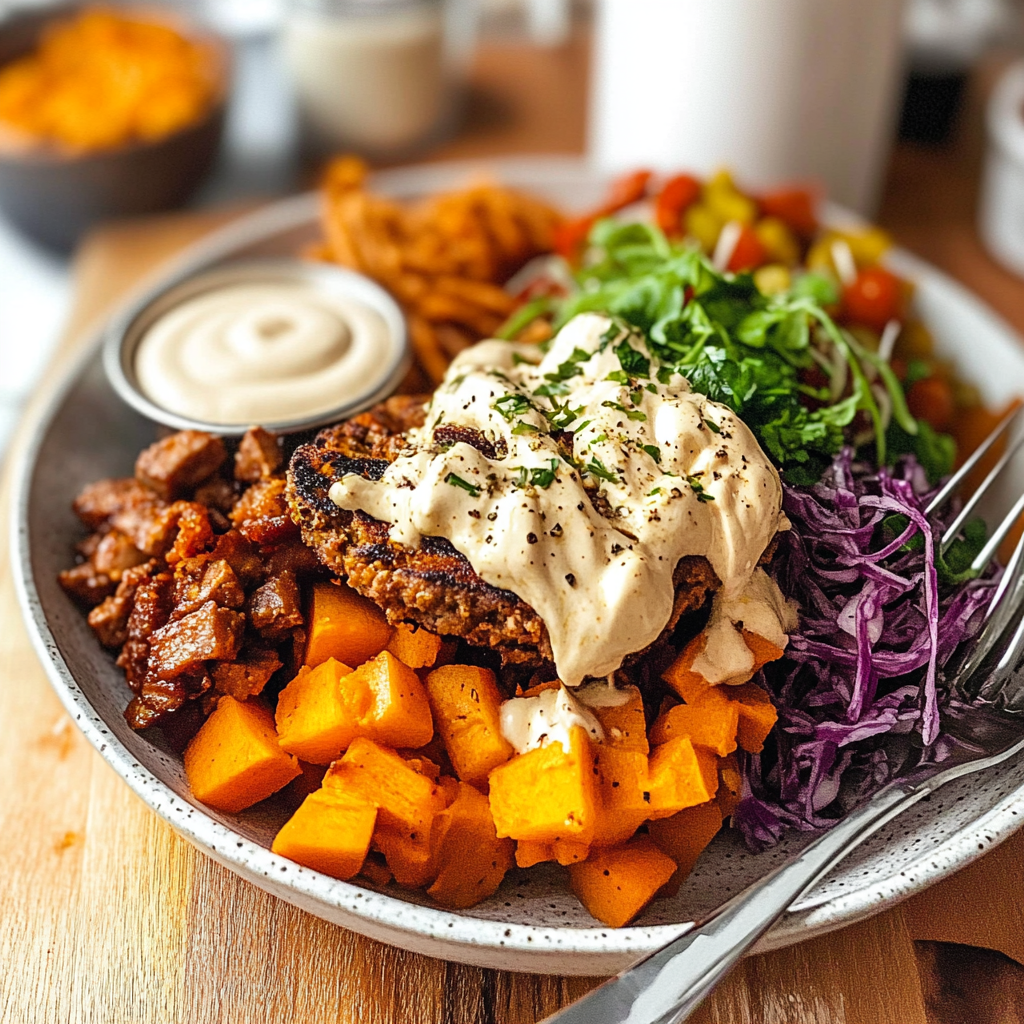 sweet potato burger bowl
