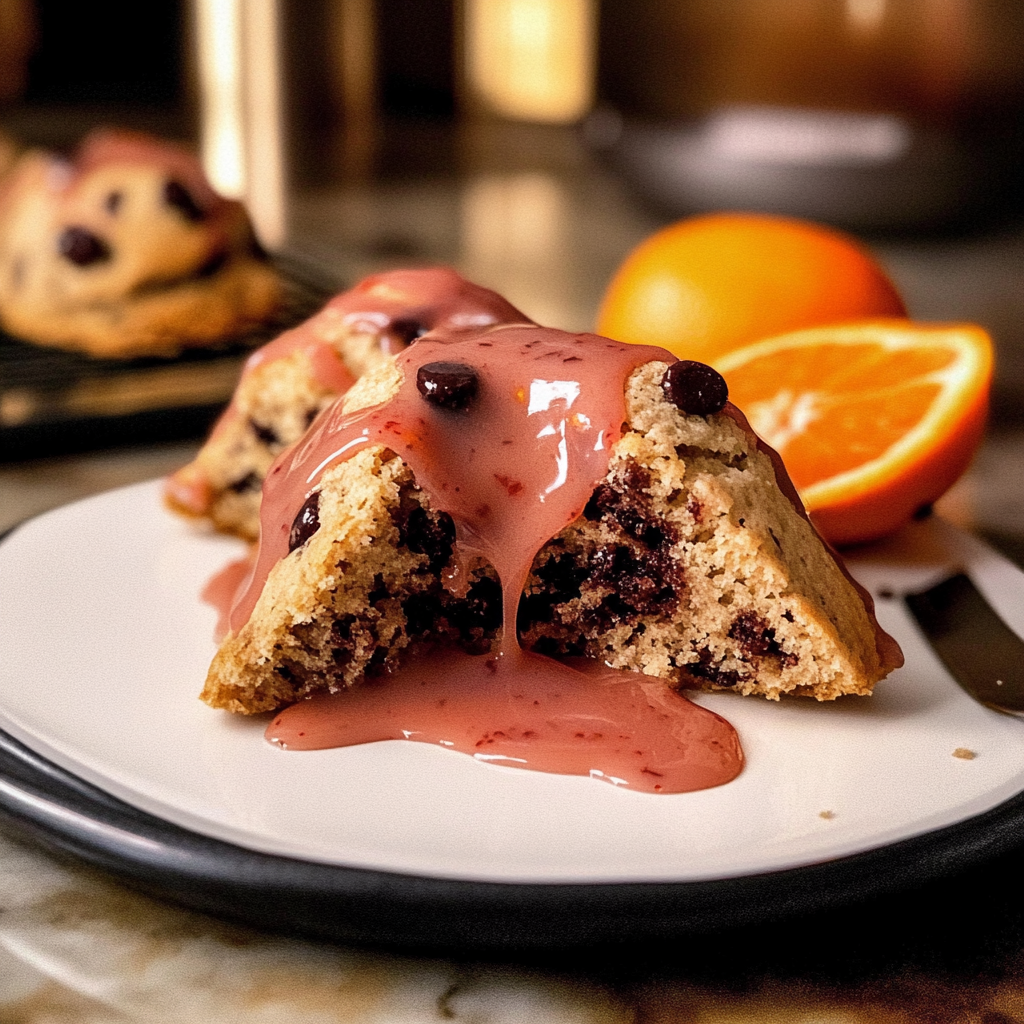 va20107 Chocolate Chip Scones with Blood Orange Glaze. Amateur da04c4cb 563a 4fed b62c 49cf543dc632