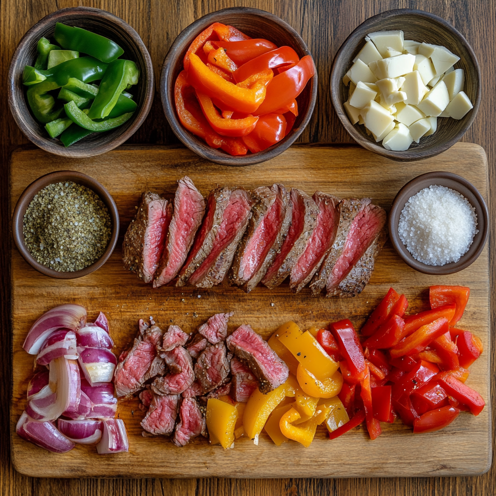 Air Fryer Philly Cheesesteak ingredients