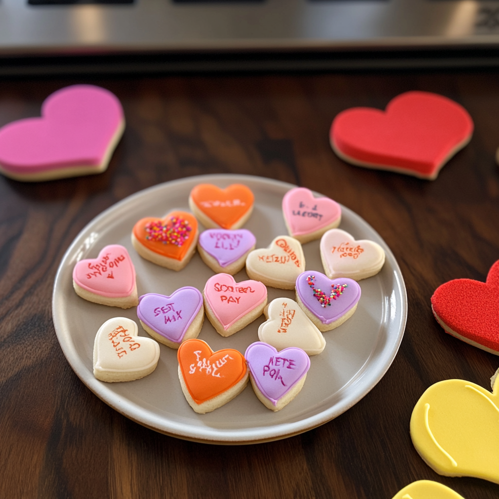 Mini Valentine’s Day Message Heart Sugar Cookies