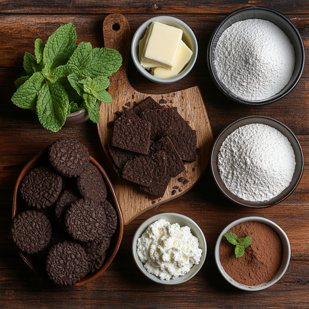 Mint Chocolate Lasagna ingredients