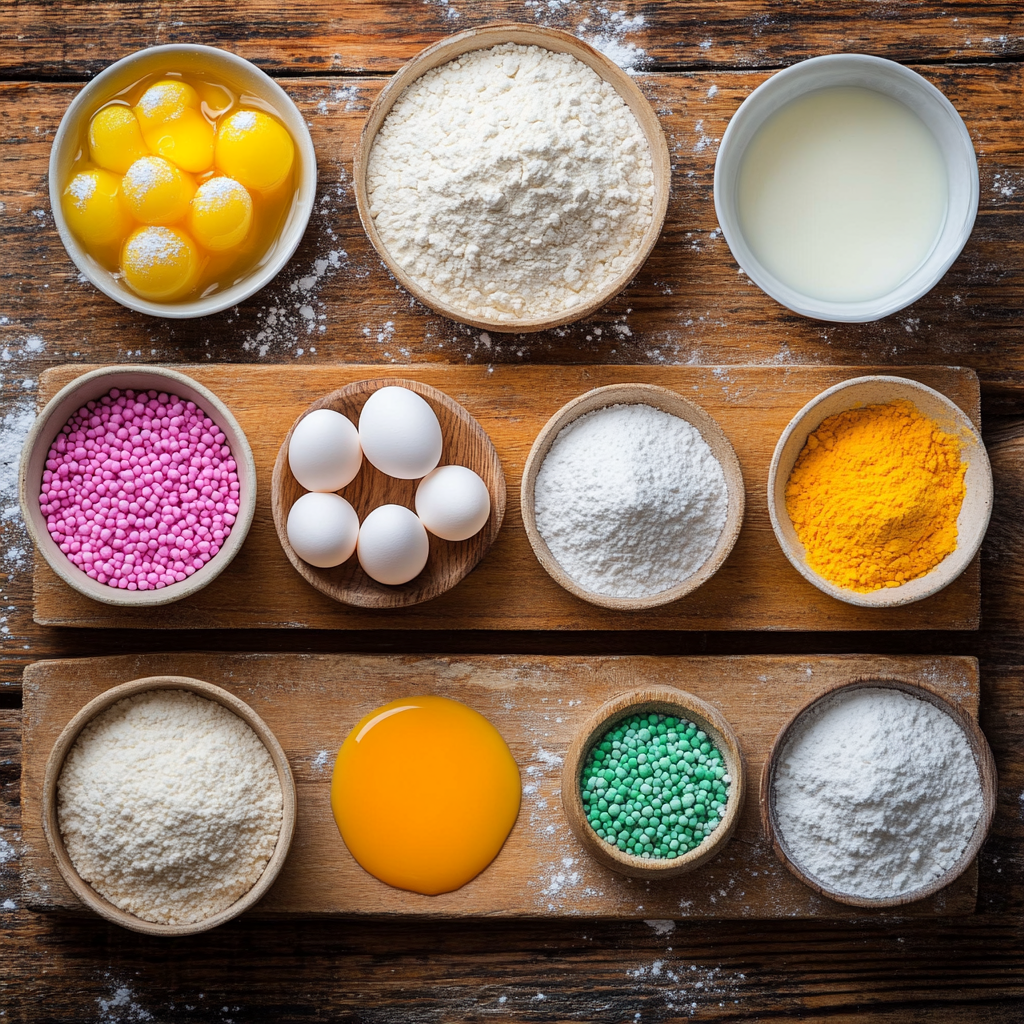 Rainbow Layer Cake ingredients