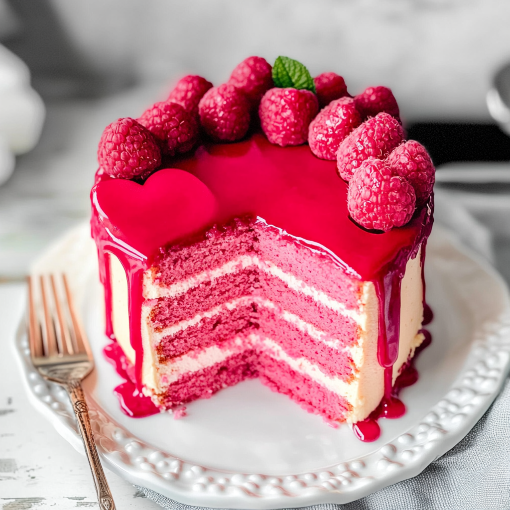 Raspberry Heart Cake 1 1
