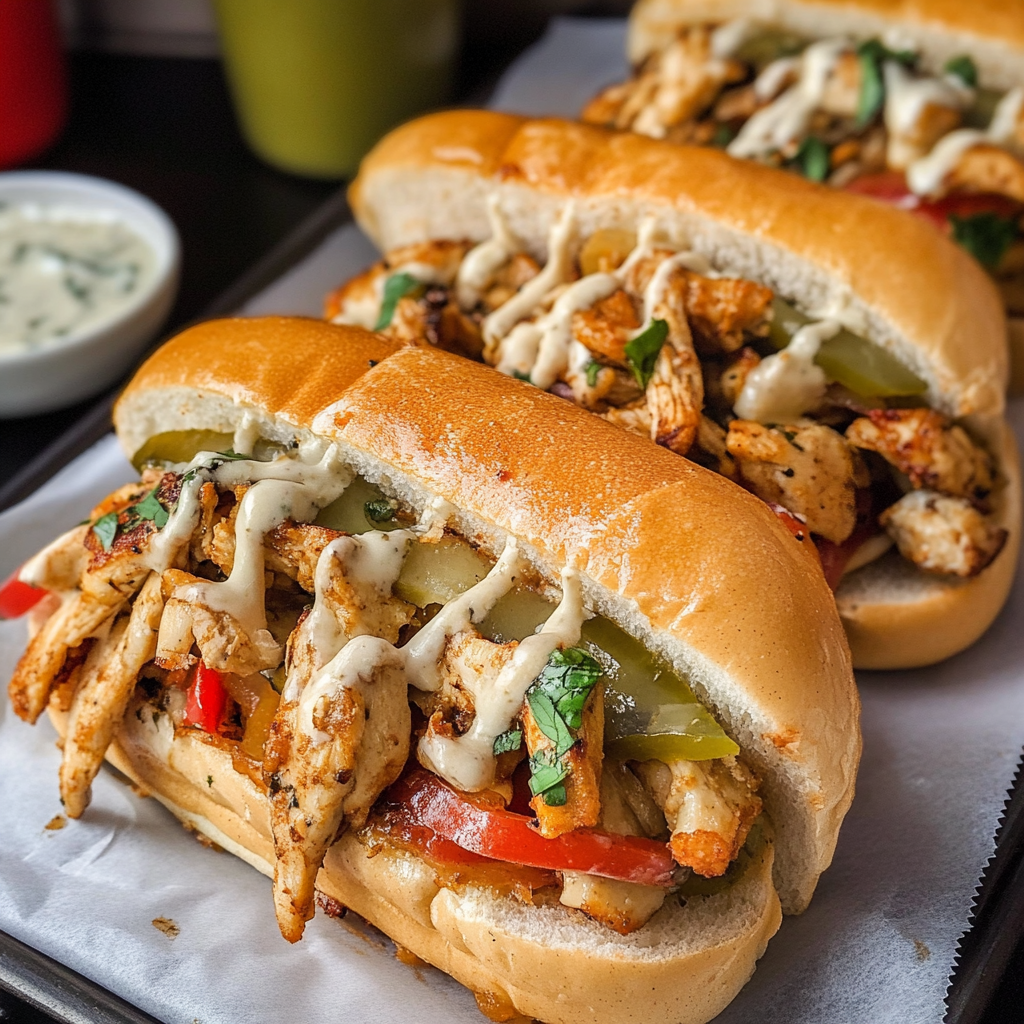 Slow Cooker Chicken Philly Sandwiches