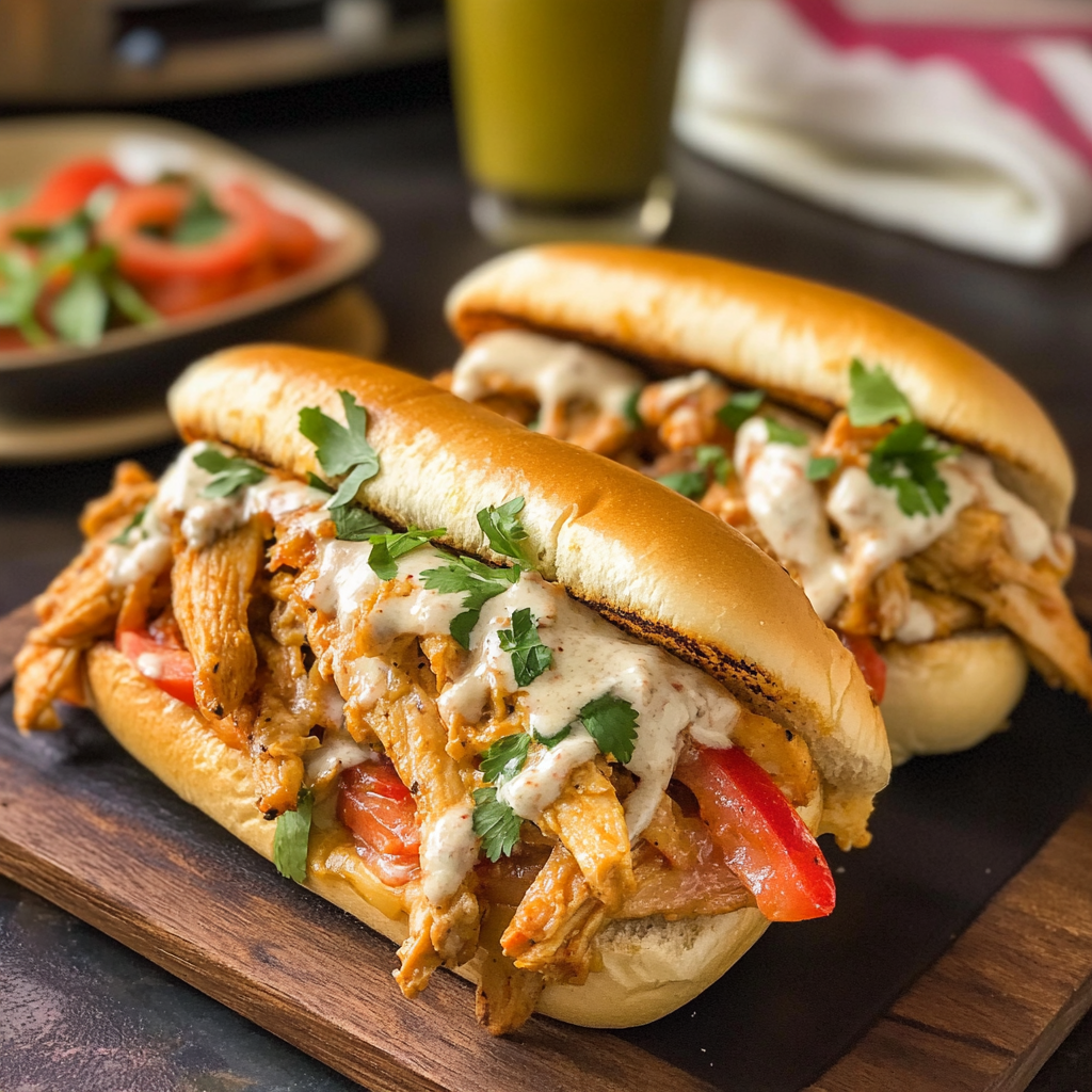 Slow Cooker Chicken Philly Sandwiches