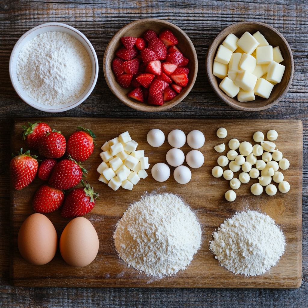 Strawberry White Chocolate Gooey Bars ingredients