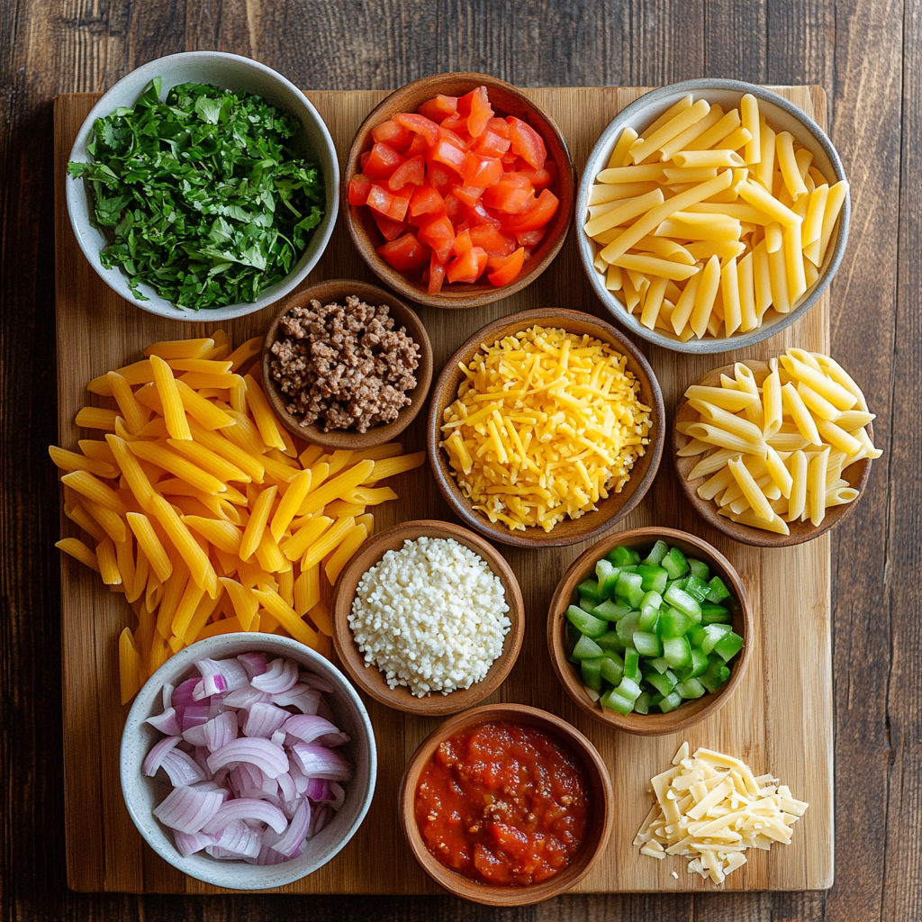 one pot taco pasta ingredients