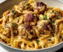 One Pot Creamy Cajun Beef Meatball Pasta