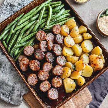 sausage potatoes and green beans image 1