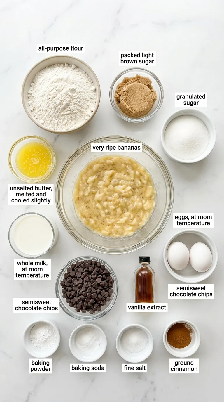 Chocolate Chip Banana Bread Muffins ingredients