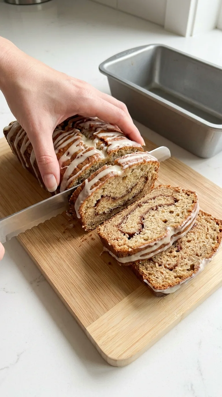 Cinnamon Roll Banana Bread with Cream Cheese Glaze step 14