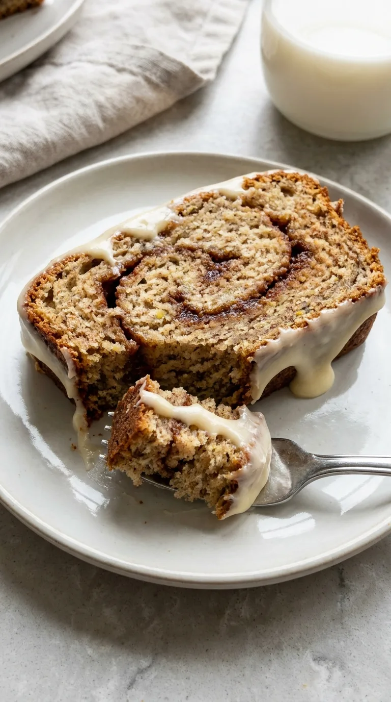 Cinnamon Roll Banana Bread with Cream Cheese Glaze step Final
