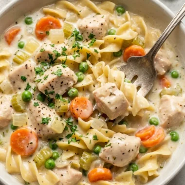 Creamy Chicken and Noodles finished recipe