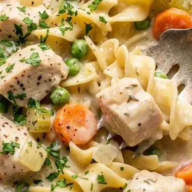 Creamy Chicken and Noodles finished recipe