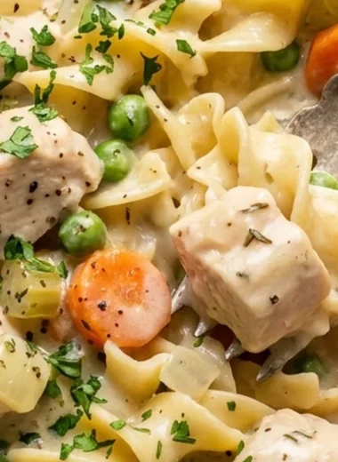 Creamy Chicken and Noodles finished recipe