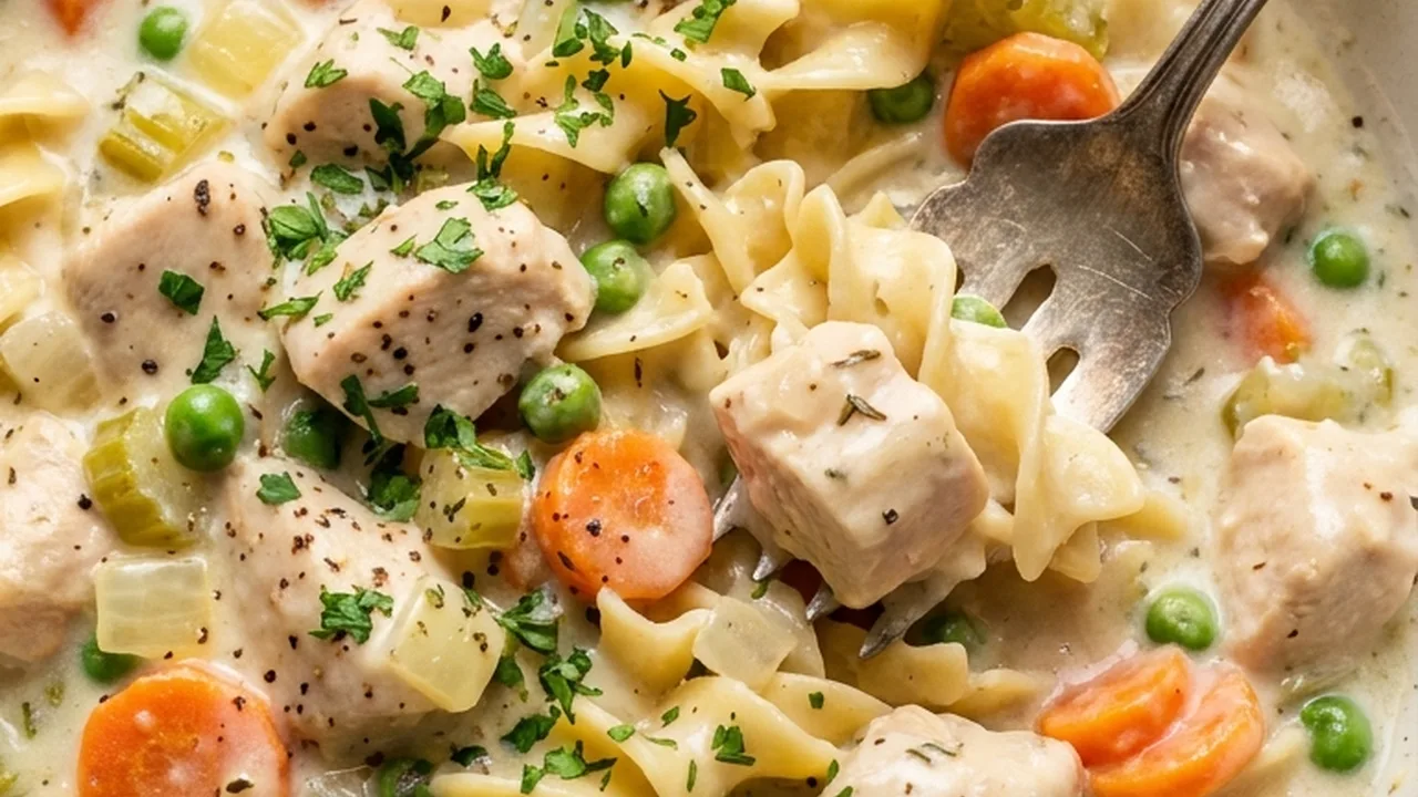 Creamy Chicken and Noodles finished recipe