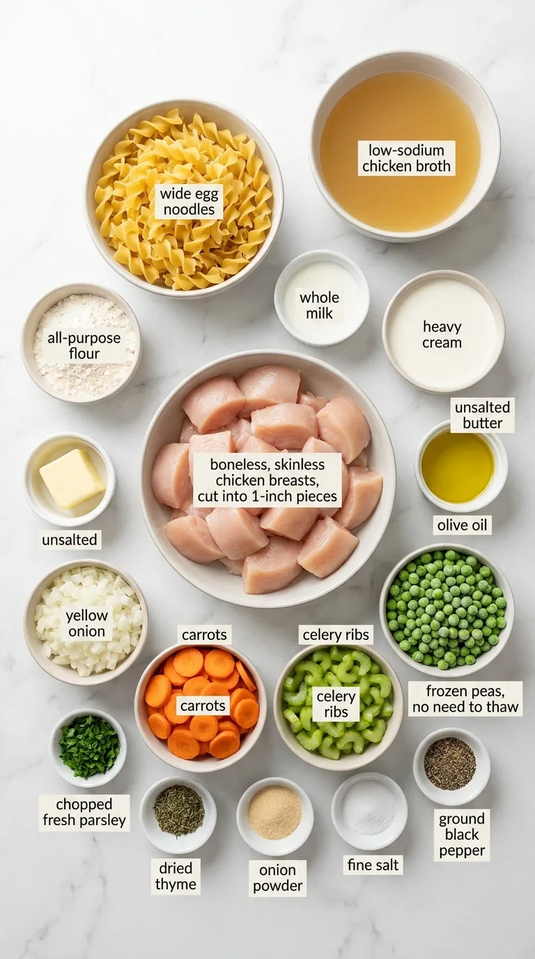 Creamy Chicken and Noodles ingredients