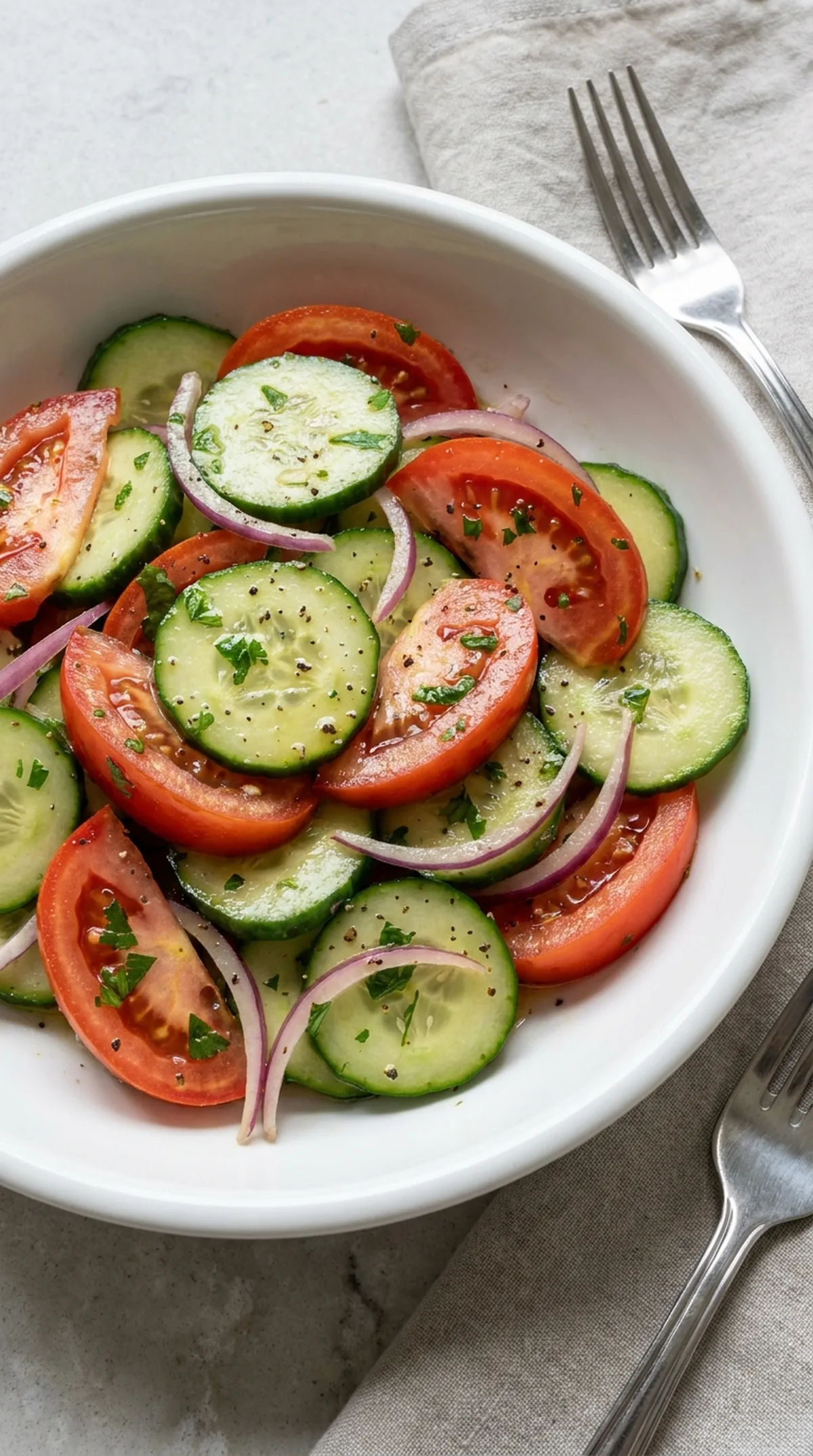 Cucumber and Tomato Salad with Vinegar finished recipe