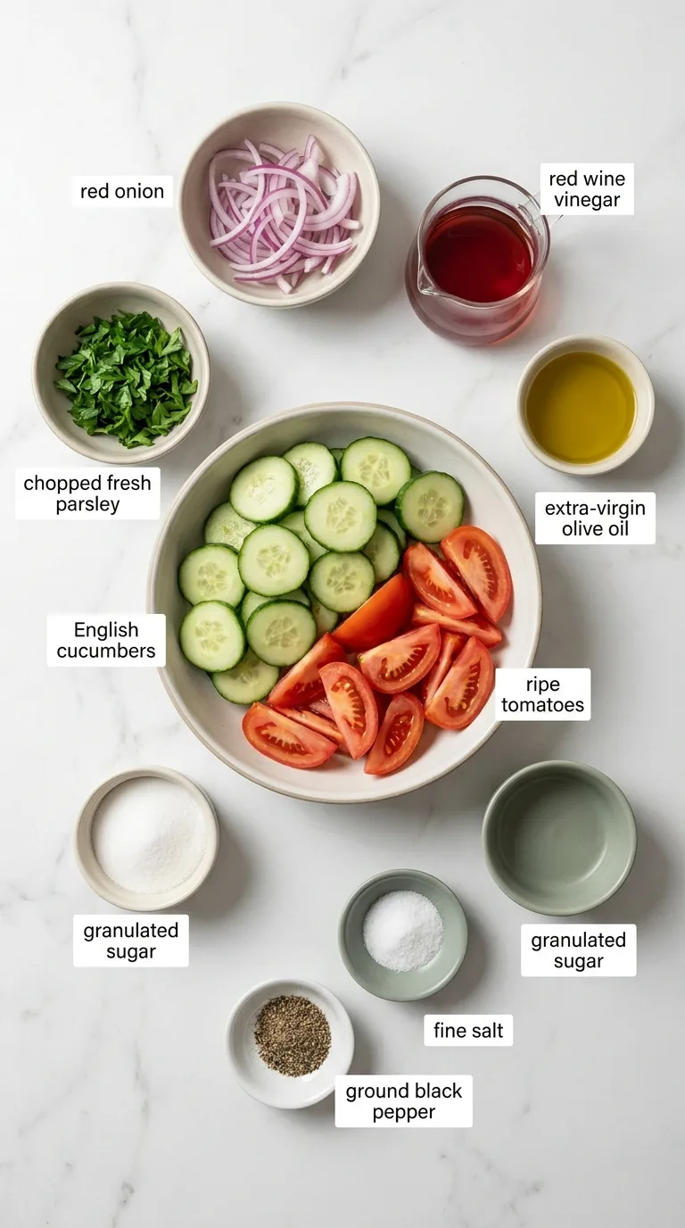 Cucumber and Tomato Salad with Vinegar ingredients