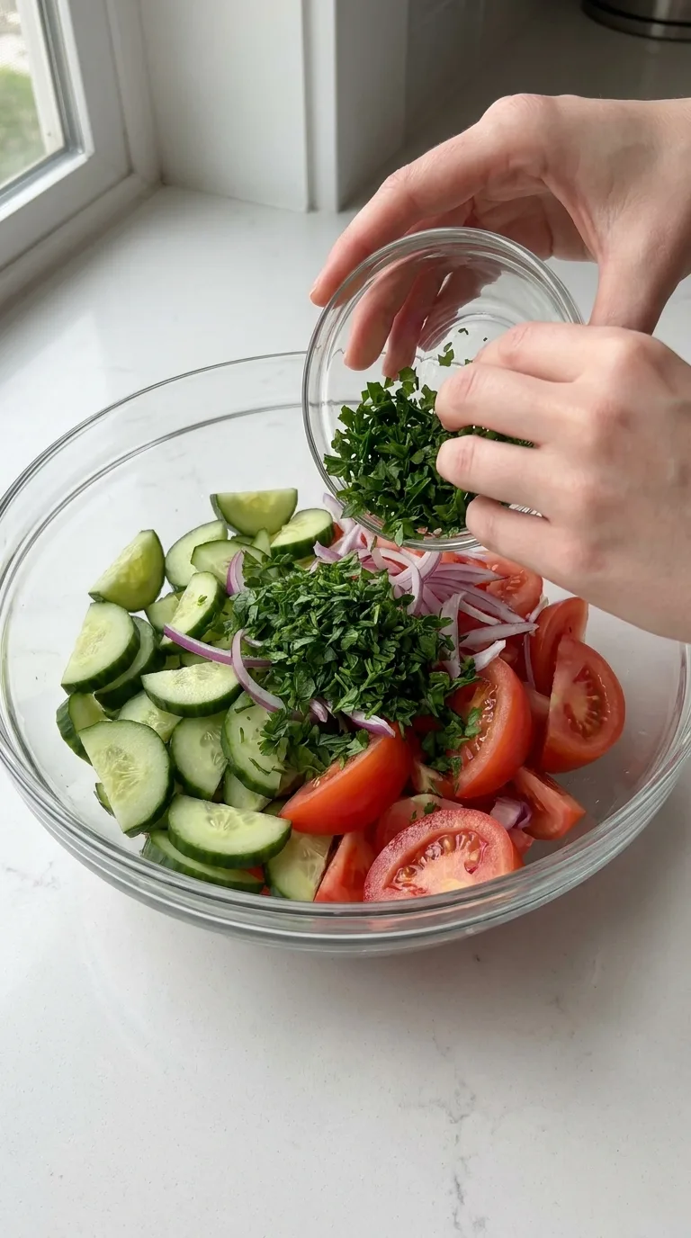 Cucumber and Tomato Salad with Vinegar step 4