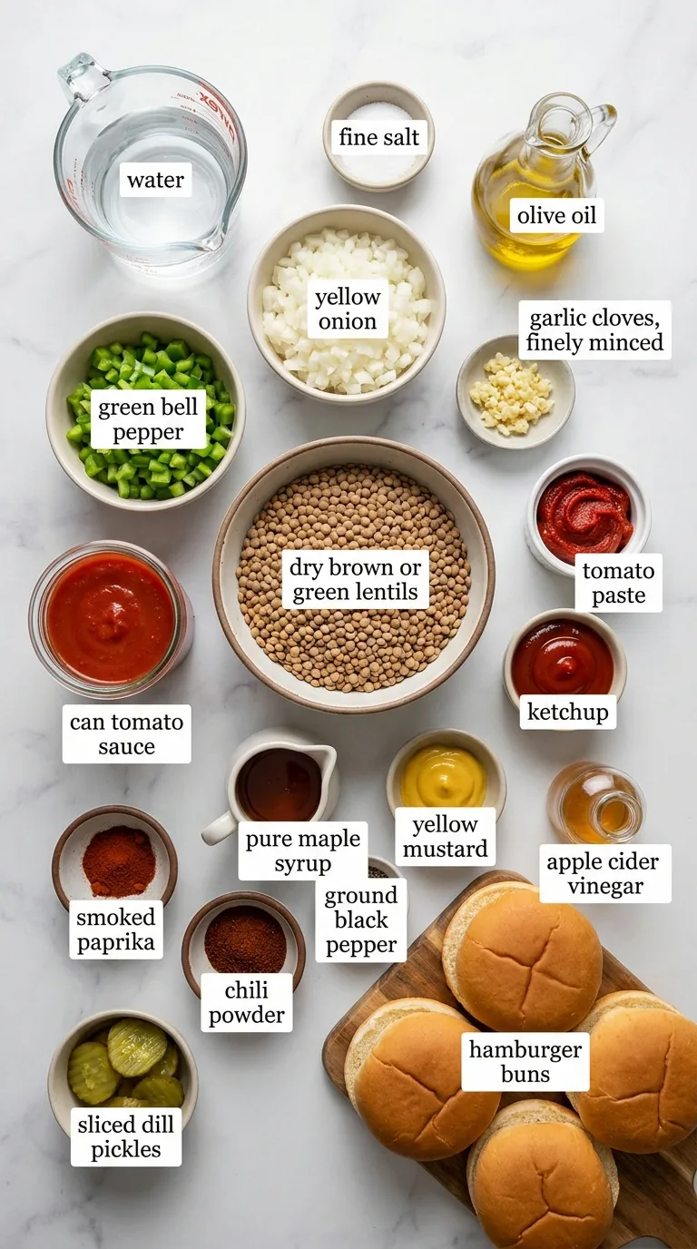 Lentil Sloppy Joes ingredients