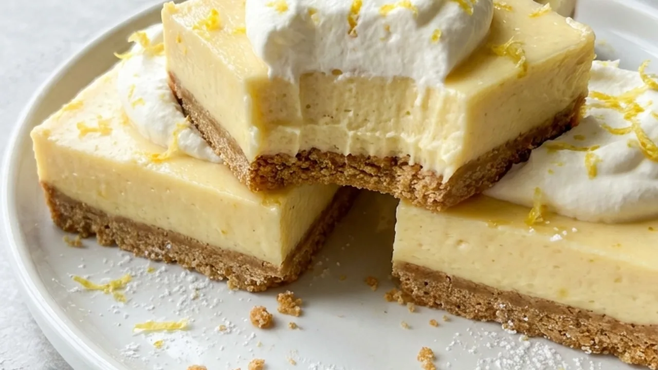 No-Bake Lemon Bars with Graham Cracker Crust finished recipe