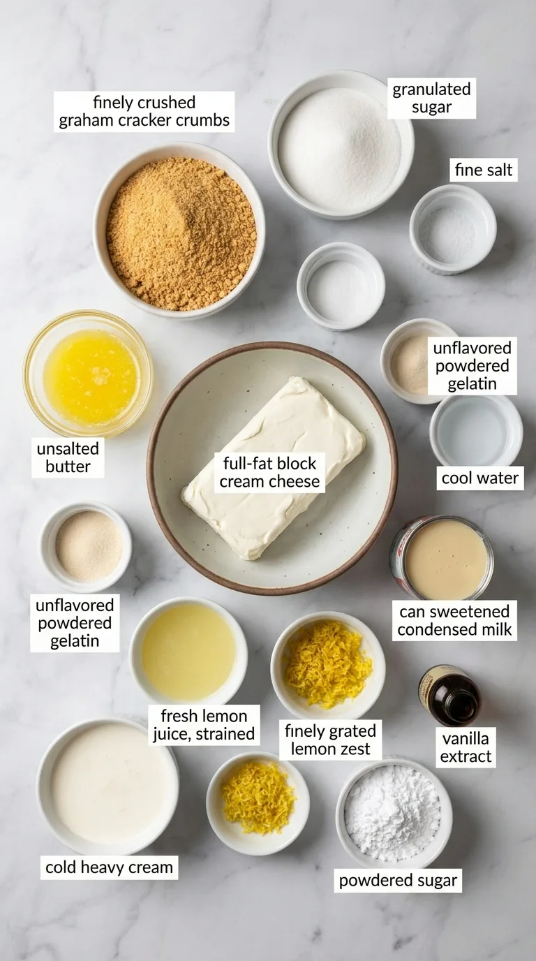 No-Bake Lemon Bars with Graham Cracker Crust ingredients