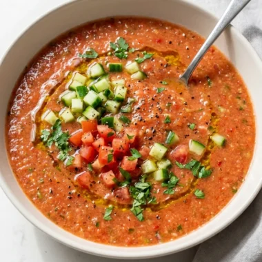 Tomato Cucumber Gazpacho finished recipe