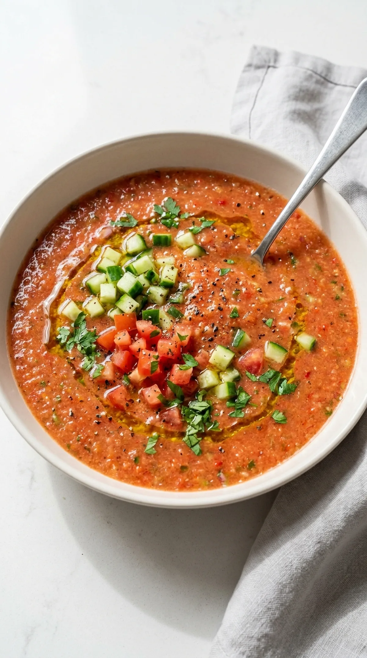 Tomato Cucumber Gazpacho finished recipe