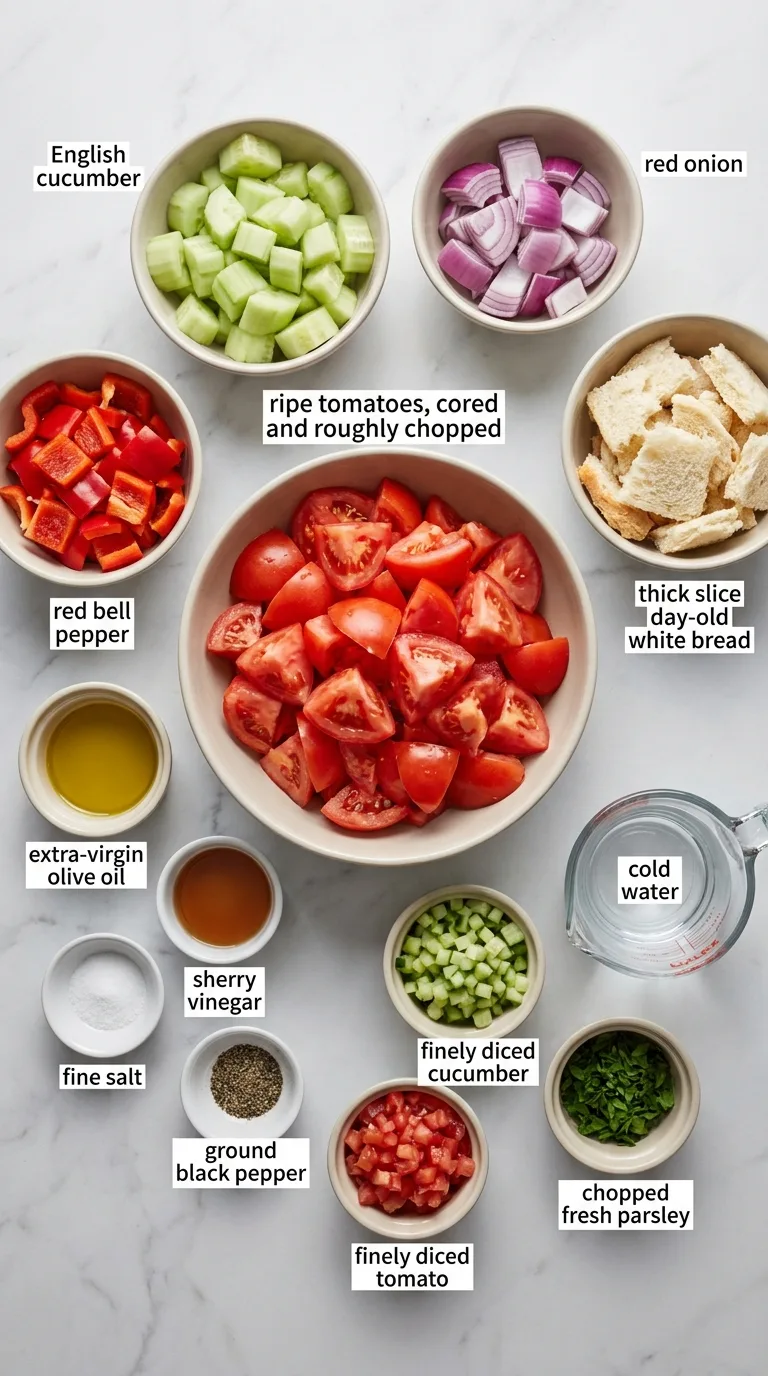 Tomato Cucumber Gazpacho ingredients