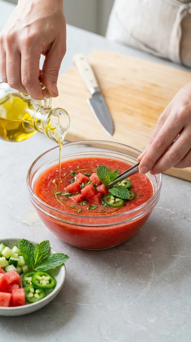 Watermelon Gazpacho with Tomato and Cucumber step 11