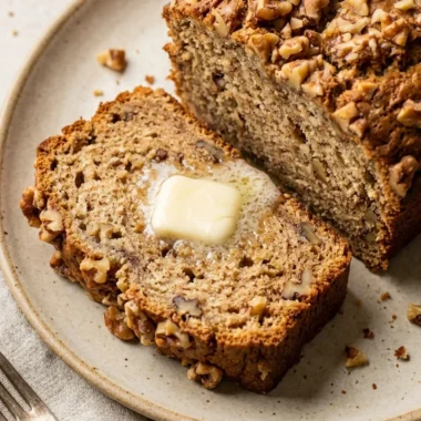 Brown Butter Banana Bread with Toasted Walnuts finished recipe