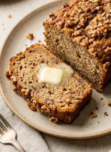 Brown Butter Banana Bread with Toasted Walnuts finished recipe