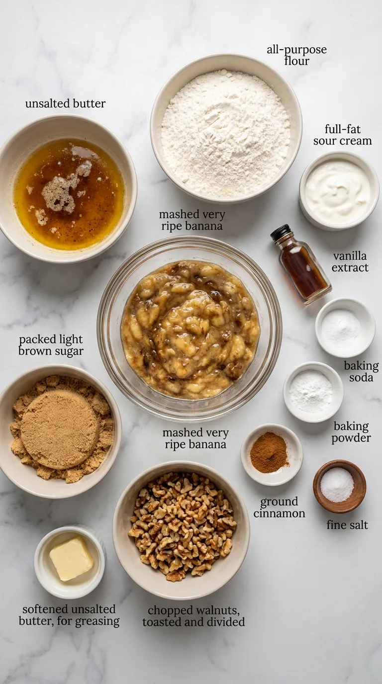 Brown Butter Banana Bread with Toasted Walnuts - Preparation Phase