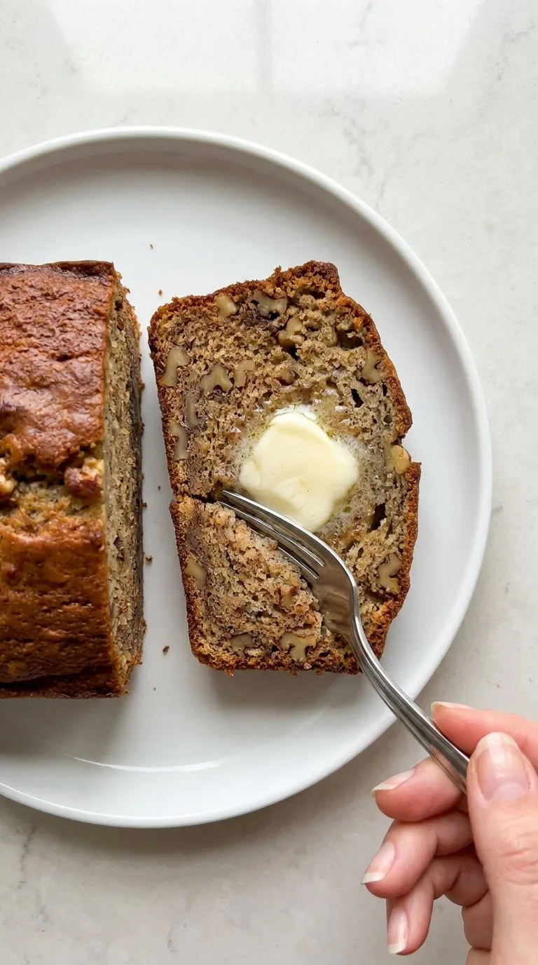 Brown Butter Banana Bread with Toasted Walnuts - Delicious Texture