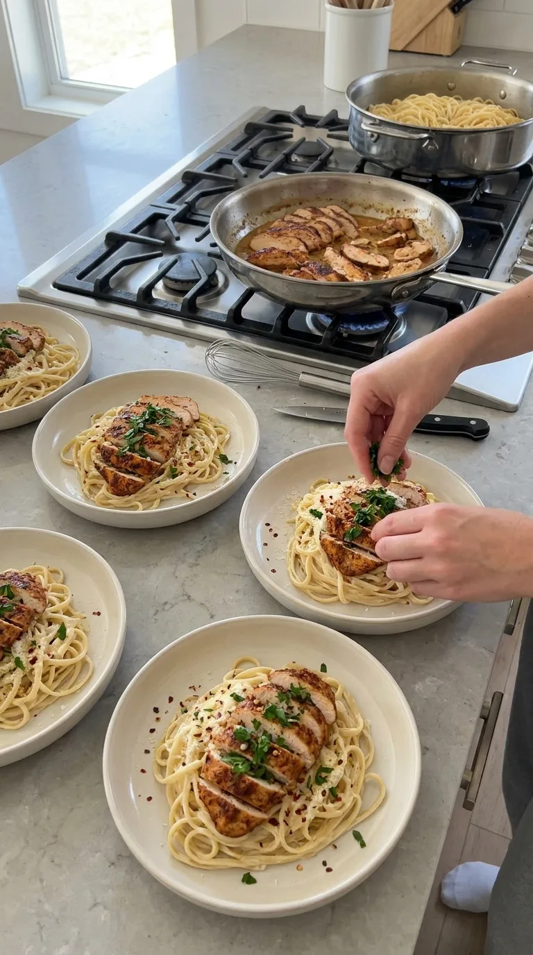 Cajun Chicken Over Creamy Parmesan Linguine step 15