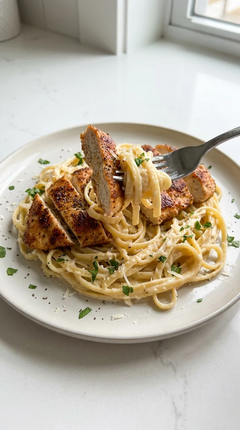Cajun Chicken Over Creamy Parmesan Linguine step Final