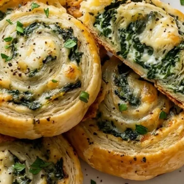 Cheesy Spinach Pinwheels finished recipe
