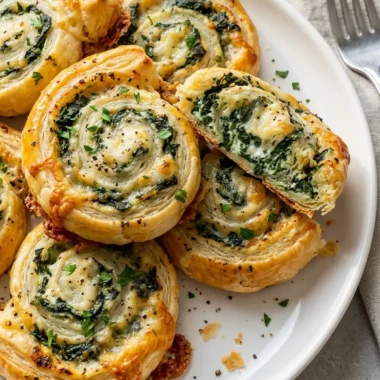 Cheesy Spinach Pinwheels finished recipe